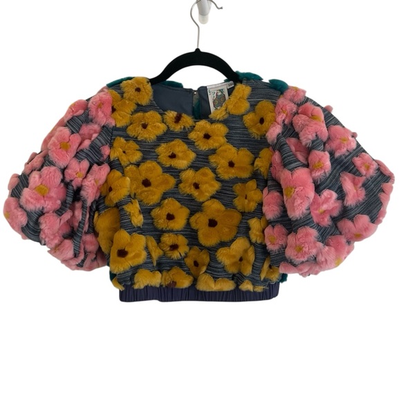 Queen Of Sparkles Colorblock Fur Flower Skirt & Top Set XS - Picture 3 of 13